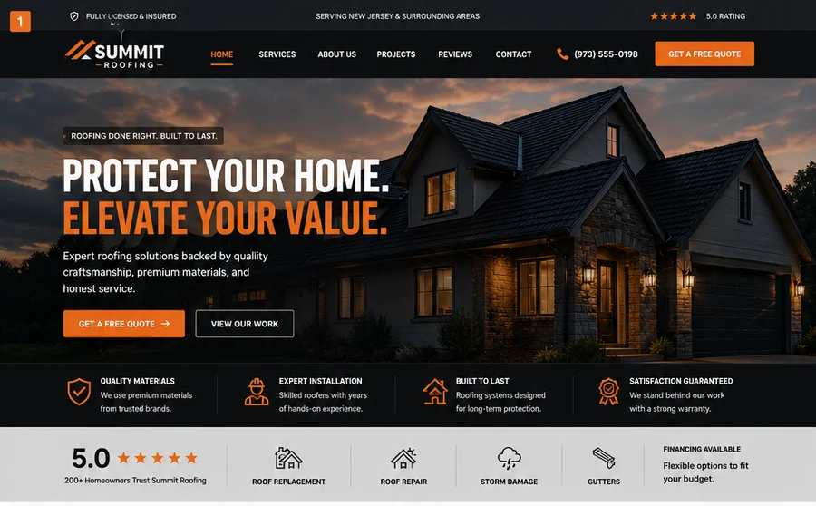Summit Roofing website concept preview