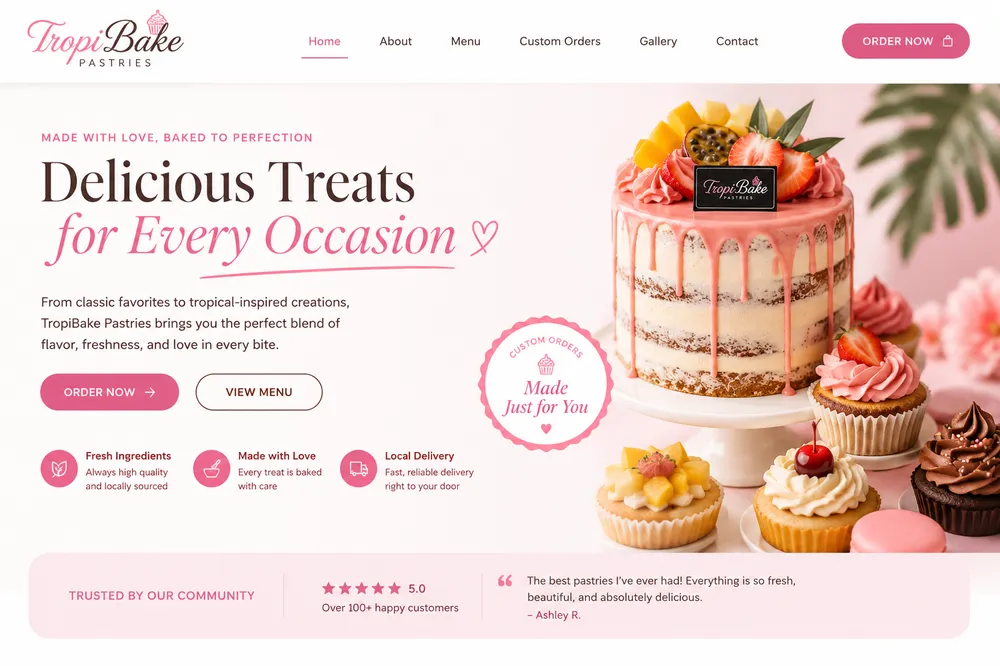 TropiBake Pastries — Food / Bakery website concept