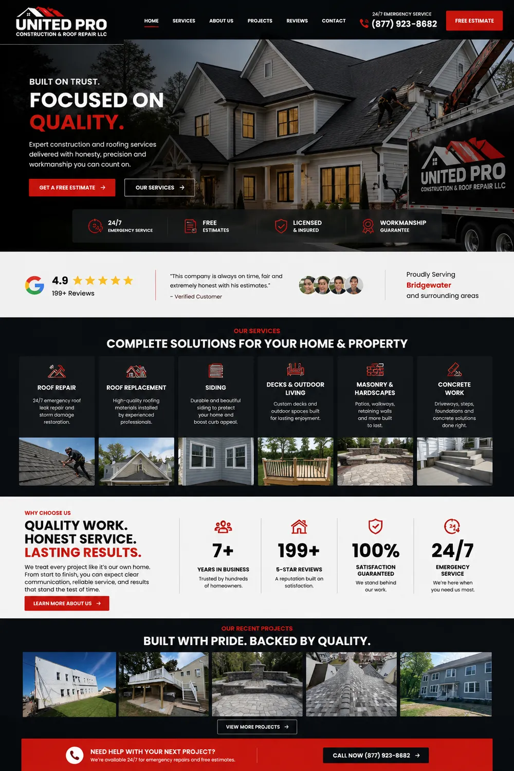 United Pro Construction & Roof Repair — Construction / Roofing website concept