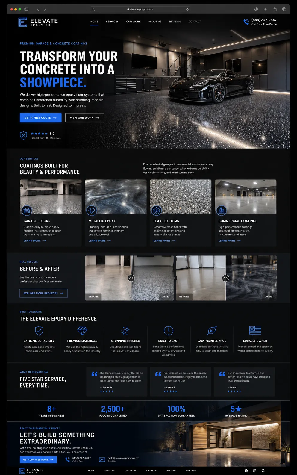 Elevate Epoxy Co. — Flooring / Home Services website concept